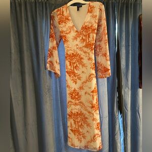 Midi flowy orange summer dress